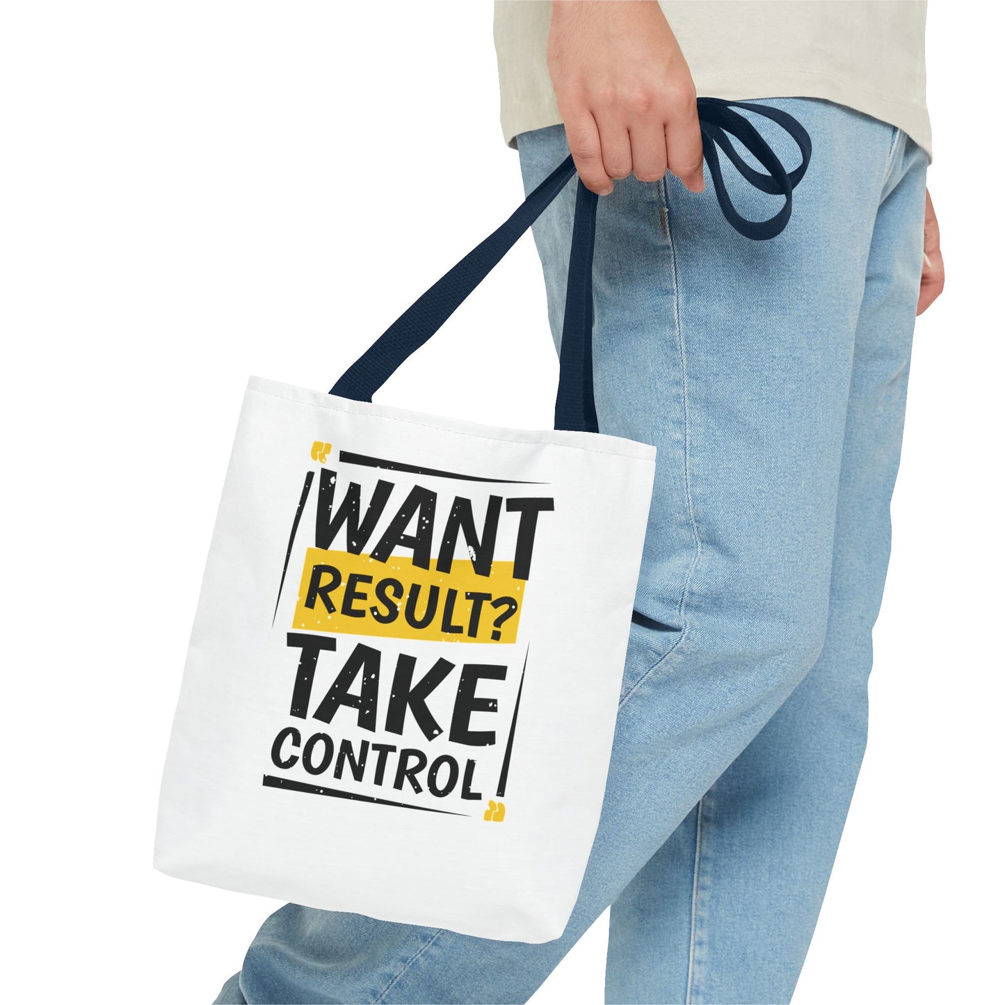 Motivational Tote Bag - "Want Result? Take Control" Inspirational Bag for Gym, Work, or Daily Use