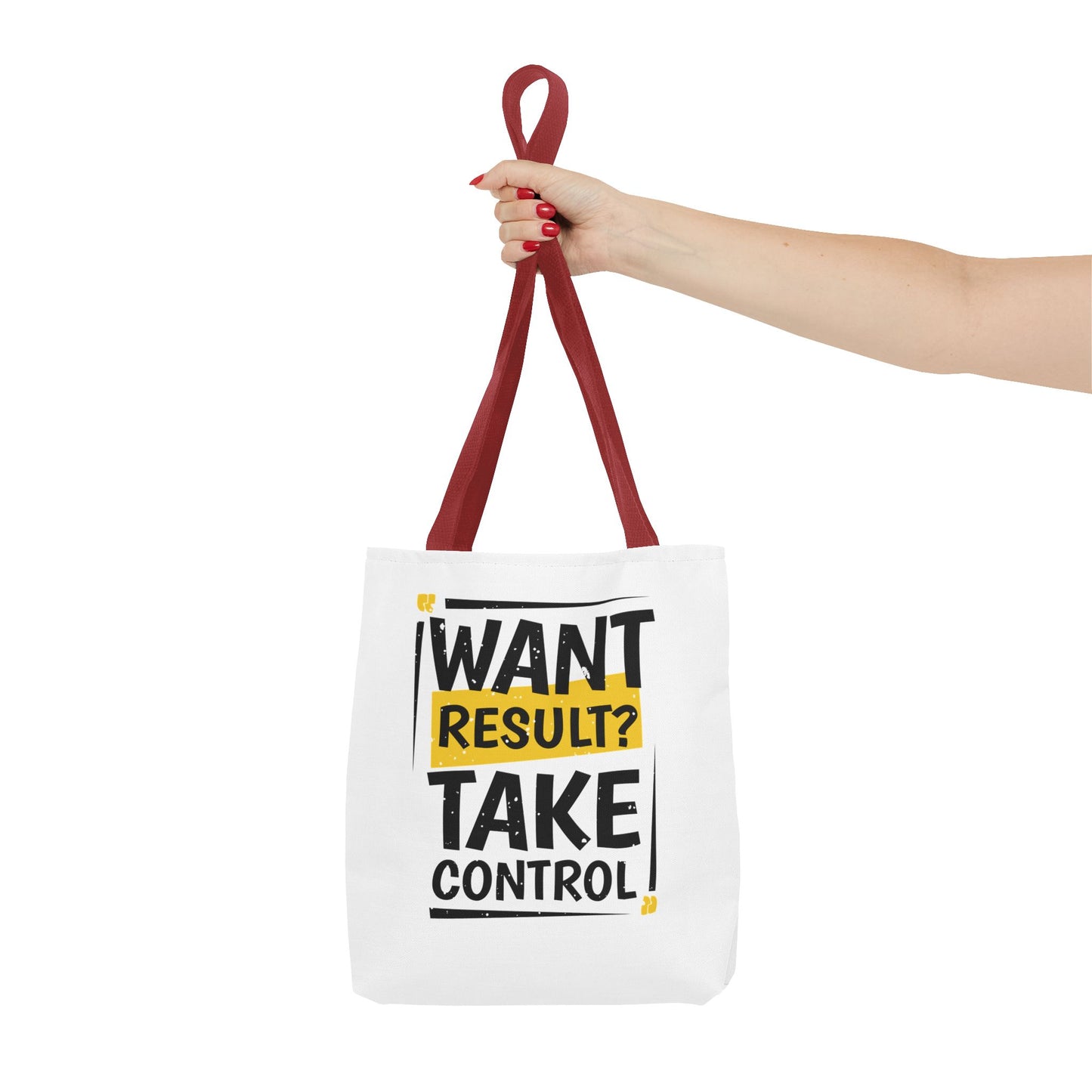 Motivational Tote Bag - "Want Result? Take Control" Inspirational Bag for Gym, Work, or Daily Use